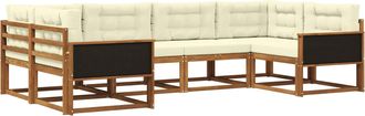 vidaXL Conjunto De Sof&aacute;s De Exterior 6 Uds. Natural Y Crema Vidaxl