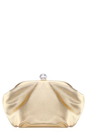 Nina Lyric Metallic Faux Leather Clutch in Gold at Nordstrom