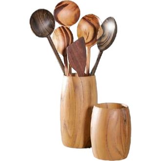 Itza Wood Teak Utensil Holder in Brown at Nordstrom