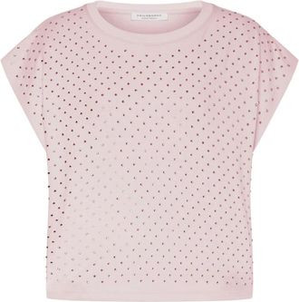 Philosophy di Lorenzo Serafini Cropped T-shirt met strassteentjes - Dames - T-shirts - Roze - M - Katoen - Tops