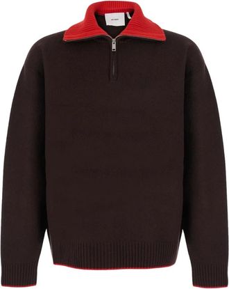 Axel Arigato Trace Half Zip Sweater - Heren - Ronde hals truien - Bruin - XL - Katoen - Truien & Vesten