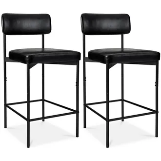Best Choice Products Set of 2 Faux Leather Counter Stools for Kitchen Island and Dining w/ Metal Frame