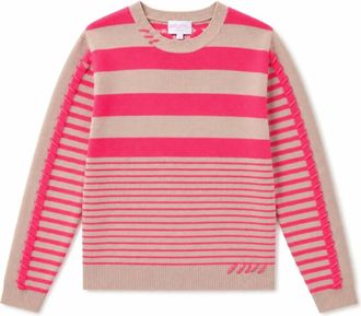 Brodie Womens Mix Stripe Crew Sweater In Soft Camel