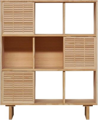 Naan Furniture Librería pequeña de pino macizo natural 98 cm sin barnizar