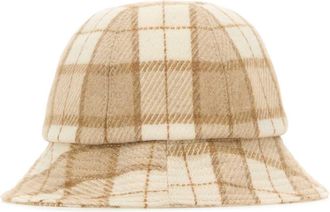 Helen Kaminski Womens Wool Blend Check Bucket Hat Beige Recycled Polyester