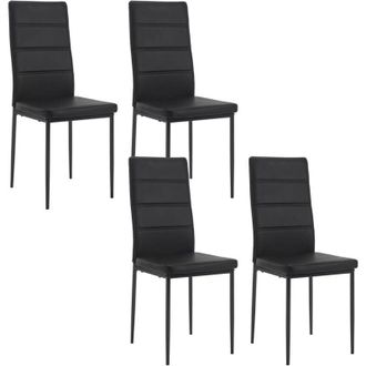 Woltu Set 4 Sedie Moderne sala Pranzo Salotto Cucina Seduta in Similpelle e Metallo, Nero
