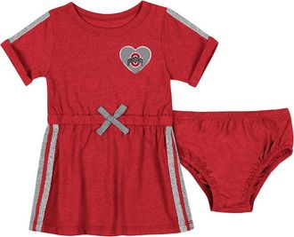 Colosseum Girls Newborn & Infant Colosseum Scarlet Ohio State Buckeyes Xur Dress and Bloomer Set at Nordstrom, Size 0-3M