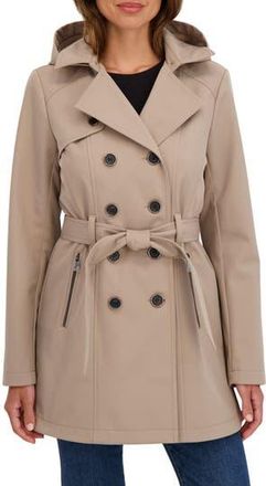 Sebby Water-Resistant Hooded Double-Breasted Trench Coat in Driftwood at Nordstrom Rack, Size X-Large