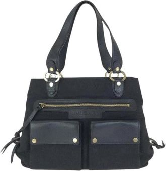 Bulgari Pre-owned Logo Mania Canvas/Leather Tote Bag - Dames - Vintage Handtas - Zwart - ONE Size - Leer - Vintage