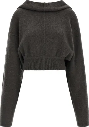 Rick Owens Gray Cashmere Womens Hoodie