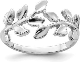 Diamond2Deal 14K White Gold Polished Leaf Ring