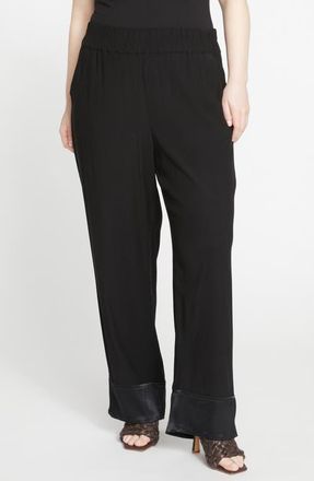 Universal Standard Soiree Satin Trim Pants in Black/Black Shine at Nordstrom, Size Xs