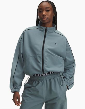Under Armour Womens UA Rival Color Block Quarter Zipper Track Jacket - Blue - Size: 16 xl