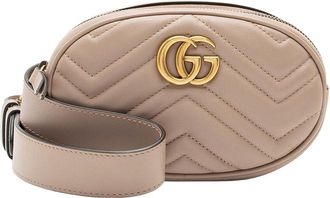 Gucci Beige Matelasse Leather Gg Marmont Belt Bag - Size 30 / 75 (Authentic Pre-Loved)