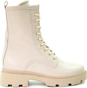 Gabor Casual Gesloten Enkellaarsjes - Dames - Veterlaarzen - Beige - 41 EU - Leer - Schoenen