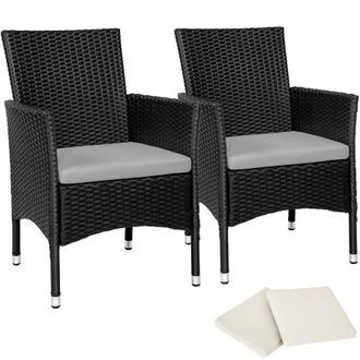 TecTake Garden Chairs Set Of 2 Nantes in Black | Size: 2 Seater
