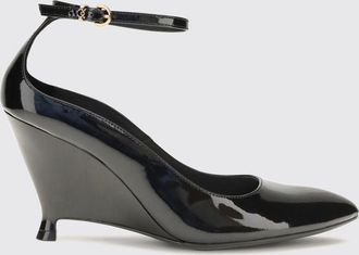 Pinko D&eacute;collet&eacute; Gwen a zeppa in pelle verniciata con cinturino alla caviglia