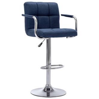 vidaXL Taburete De Barra De Cocina De Tela Azul Vidaxl