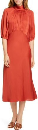 Rebecca Taylor Tie Neck Satin Dress in Carnelian at Nordstrom, Size 4