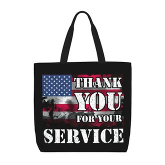 Generic Women Handbag Thank You For Your Service,Patriotic Veterans Day Handbag Folding Girls Shopping Bags, For Gym, Holiday, Daily, School, Work