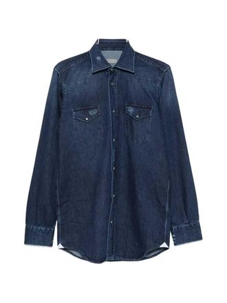 Sartorio Napoli Camicia Sartorio Napoli In Denim Con Inserti