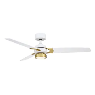 Ballard Designs Harrison 3-Blade Ceiling Fan - Matte White with Brushed Brass - Ballard Designs