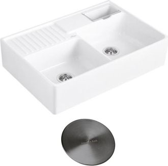 Villeroy & Boch Villeroy Et Boch Fregadero De Cocina Tradition Fregadero 89,5 X 63 Cer&aacute;mica Blanca Autodrenante + Tapa De Desag&uuml;e Antracita