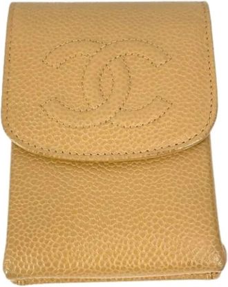 Chanel Pre-owned Wallets, female, Beige, Size: ONE SIZE Pre-owned Leather home-office