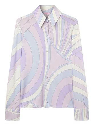 Pucci Iride-print shirt - women - Viscose/Lycra - 40 - Purple