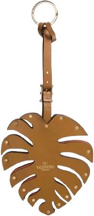 Valentino Garavani Valentino Tan Leather Monstero Leaf Keyring Size L