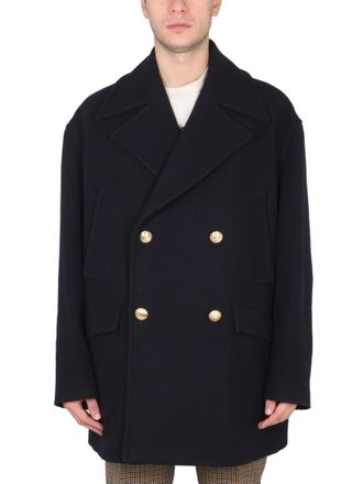 Palm Angels Navy Blue Short Coat