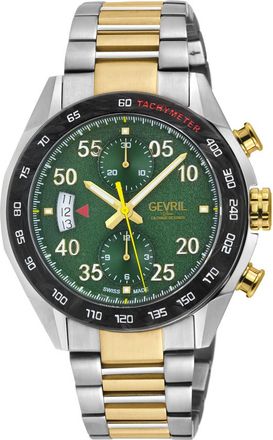 Gevril Group Ascari Chronograph Automatic Green Dial Mens Watch 48316B