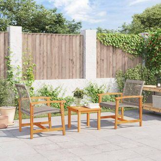vidaXL Sillas De Jard&iacute;n 2 Uds Madera De Acacia Y Rat&aacute;n Sint&eacute;tico Gris Vidaxl