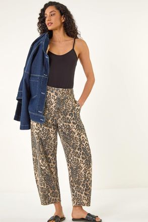DUSK Animal Print Barrel Leg Jeans
