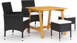 vidaXL Juego De Comedor De Jard&iacute;n De 5 Piezas Negro Vidaxl