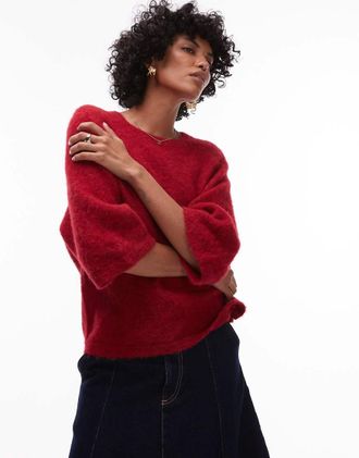 & Other Stories Maglione a maniche corte in misto alpaca rosso