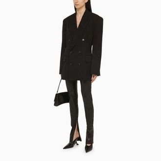 Balenciaga Zwarte Barathea Oversized Cinched Blazer