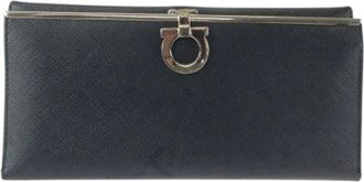 Ferragamo Pre-owned Wallets, female, Black, Size: ONE SIZE Pre-owned Leather Long Wallet Gancini
