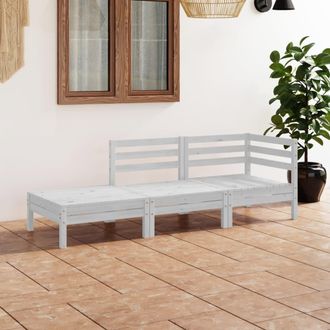 vidaXL Juego De Muebles De Jard&iacute;n 3 Pzas Madera Maciza De Pino Blanco Vidaxl