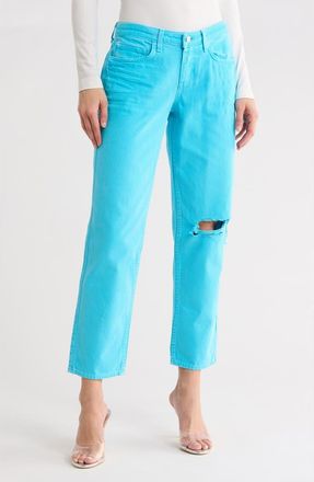 L'agence Nevia Low Rise Slouchy Straight Leg Jeans in Aqua Distress Dest at Nordstrom Rack, Size 25