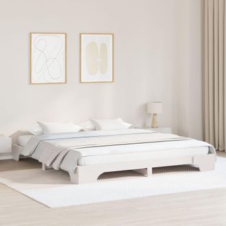 Berkfield Home Bed Frame White Wood 200 x 200 cm Tough White Bed Frame