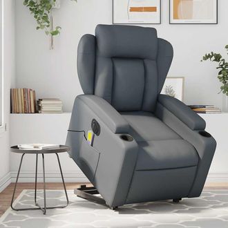 vidaXL Vidaxl - Sill&oacute;n De Masaje Elevable El&eacute;ctrico Cuero Sint&eacute;tico Gris
