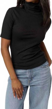 Bloomingdale's Jesllyn Turtleneck Rib Tee In Black