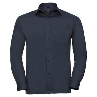 Russell Athletic Russell Collection Heren Poplin Easy-Care overhemd met lange mouwen (Franse marine)