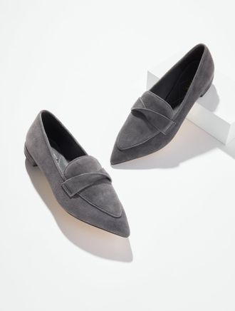 Talbots Scarlet Suede Twist Pointed Toe Loafers - Forged Iron - 10 1/2 M Talbots