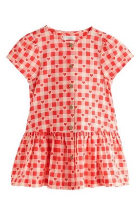 Next Kids Gingham Heart Cotton Dress in Red at Nordstrom, Size 12-18M