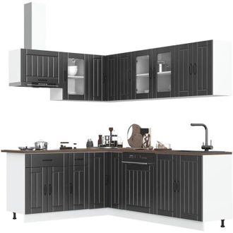 vidaXL Vidaxl - Mueble De Cocina Lucca Negra 11 Piezas Madera Contrachapada