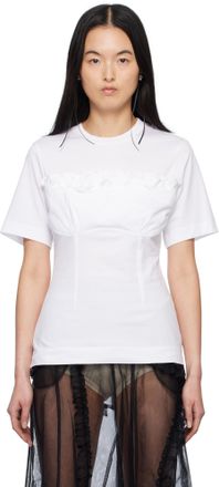 SIMONE ROCHA チュールオーバー レイ パフスリーブ Tシャツ Simone Rochaのホワイト チュール オーバーレイヤー