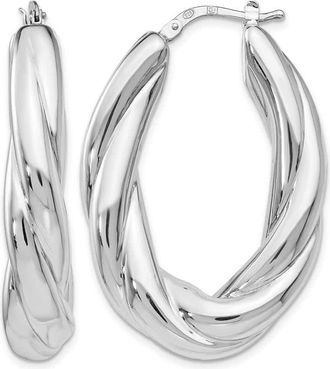 Diamond2Deal Sterling Silver Polished Round Twisted Hoop Earrings