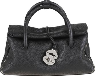 Zanellato Calfskin Double Compartment Shoulder Bag with Bold Logo